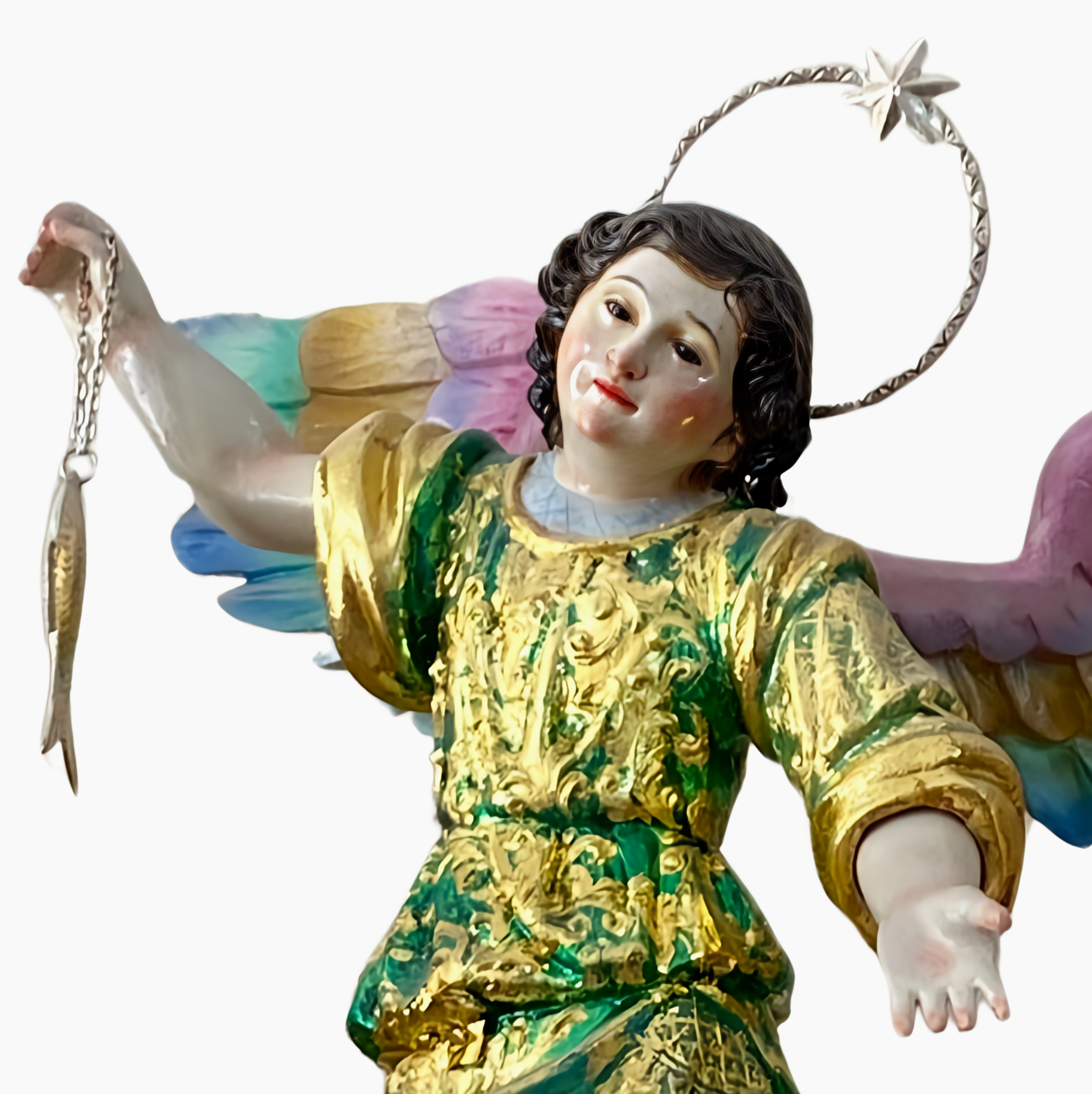 Jeune Ange aux Détails en Or Véritable