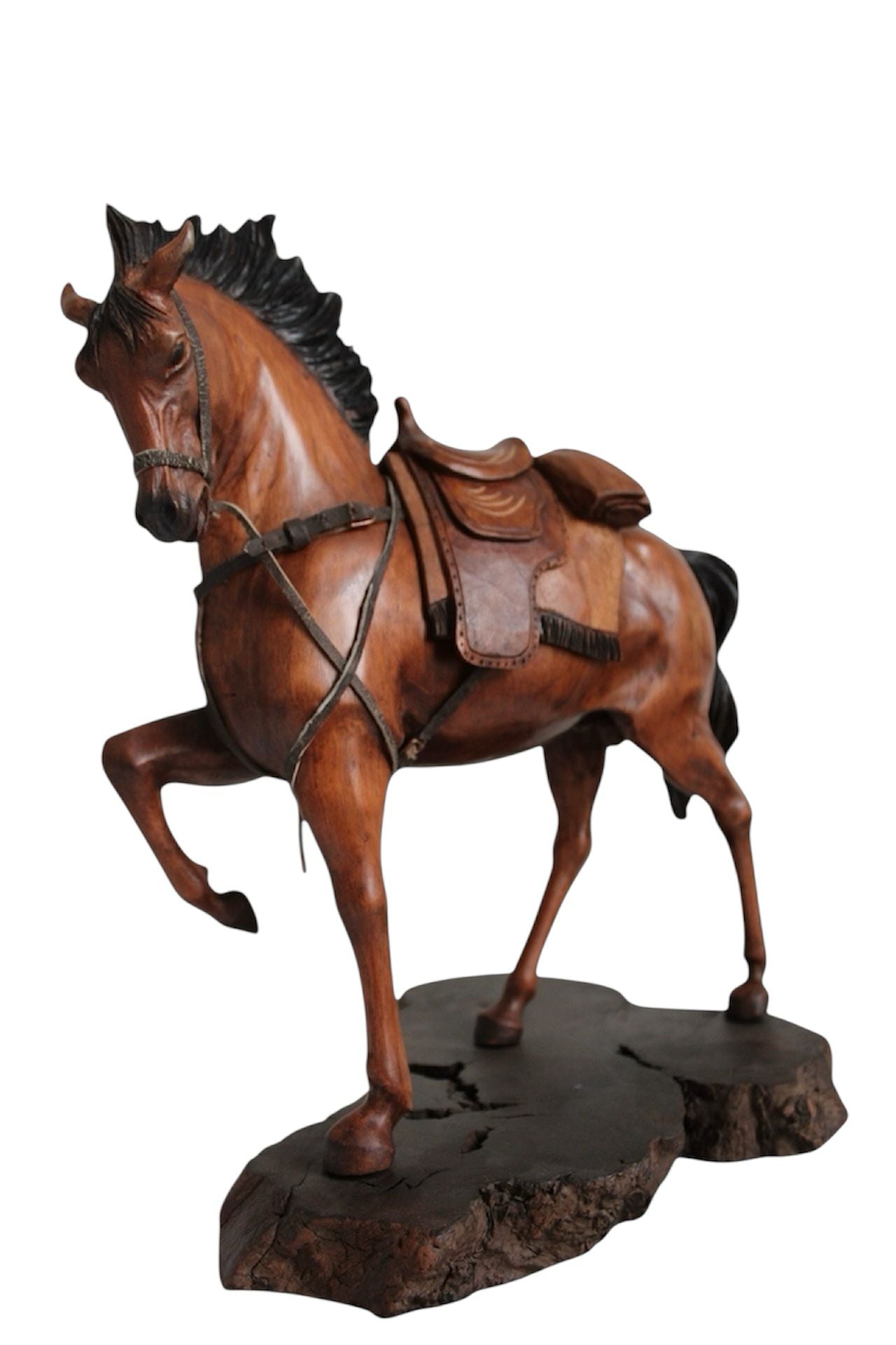 Cheval avec Selle en Bois Amovible