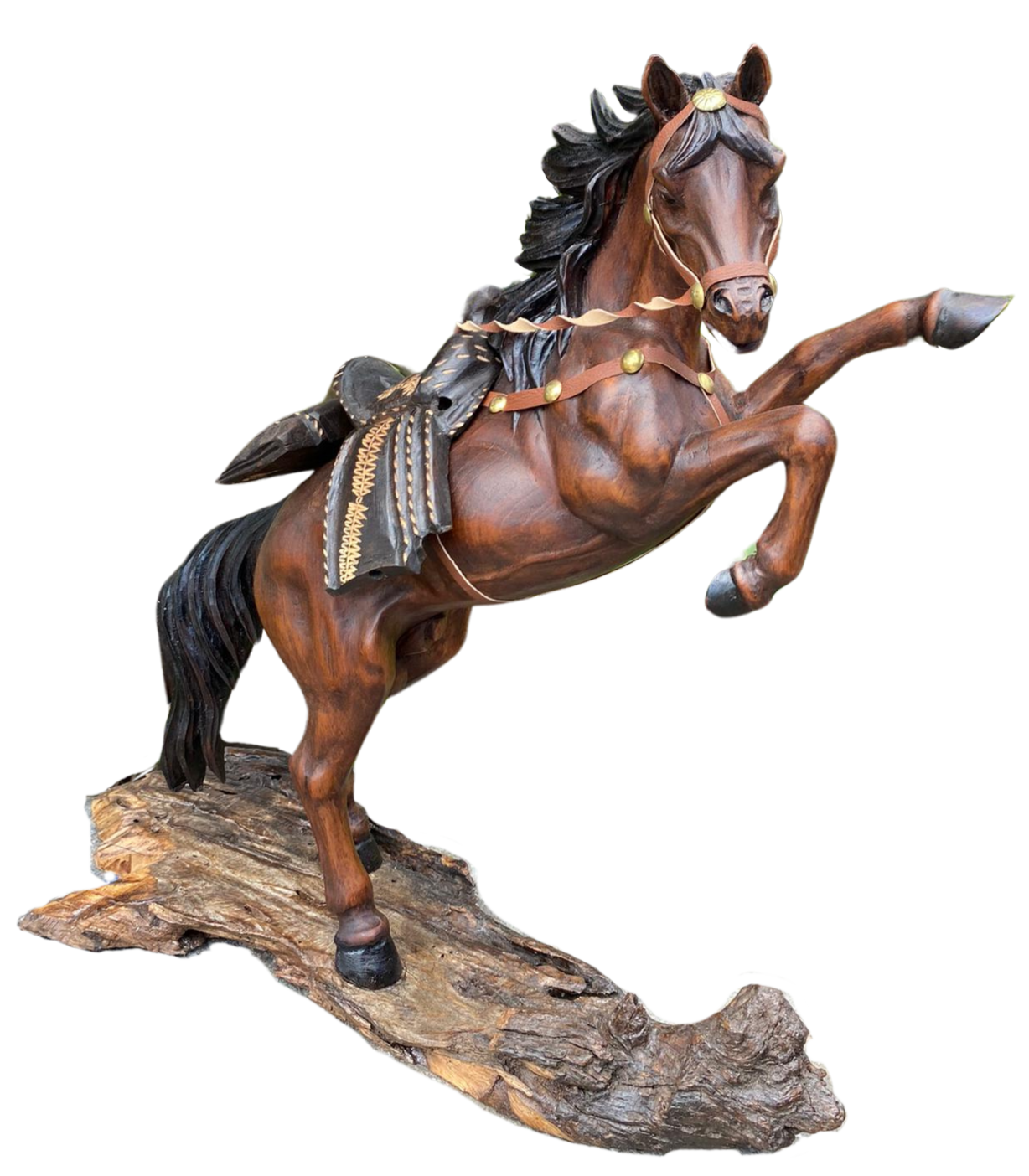 Cheval Sauvage avec Selle en Cuir